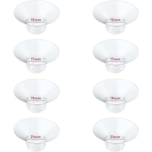 Flange Insert 15/17/19/21mm 8pcs Compatible with Momcozy M5/M9/M6/S12 Pro/V1 Pro/V2 Pro,for Spectra/Medela/MomMed/eufy/Lansinoh/Elvie Breast Pump, Fit for 24mm Flange/Shield of Most Pumps