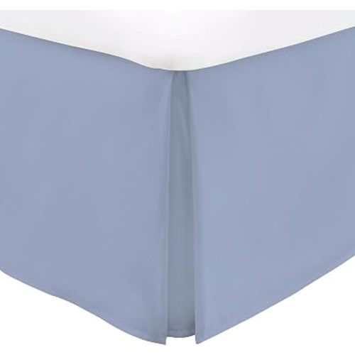 Crib Bed Skirt Pleated, 800 Thread Count 100% Egyptian Cotton, Nursery Crib Toddler (28" x 52" x 14") Bedding Skirts for Baby Boys or Girls, 14" Drop, Light Blue Solid
