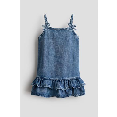 BOW-DETAIL DENIM DRESS