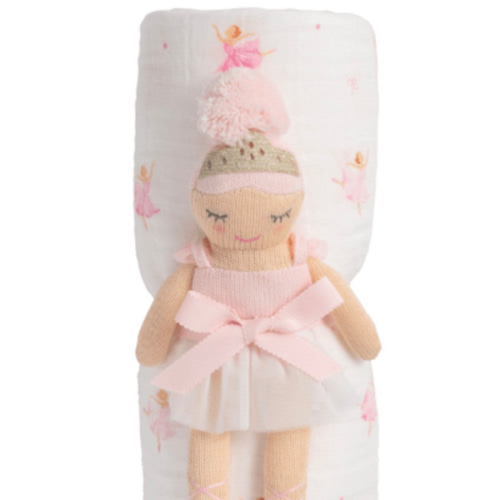 Ballerina Swaddle and Rattle Set for Your Little One | Mud Pie