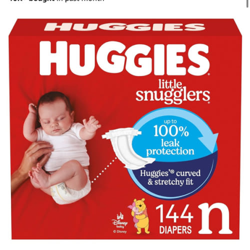Huggies Size Newborn Diapers, Little Snugglers Baby Diapers, Size Newborn (up to 10 lbs), 144 Count, Packaging May Vary