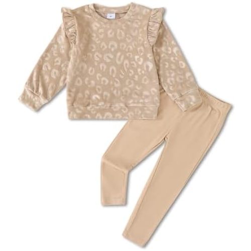 Jecson Toddler Girl Fall Clothes: Soft Warm Stretchy Outfits Set Ruffle Sleeve Sweatshirt and Leggings Cute Home & Out 2-8Y