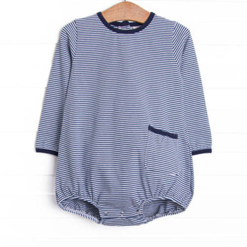 Noah Long Sleeve Pocket Bubble, Navy Stripe – Stitchy Fish