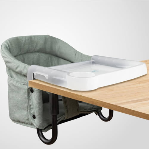 Hook On Chair with Removable Dining Tray,Portable Hook-On Chairs with Storage Bag,for Home and Travel(Sage Green)