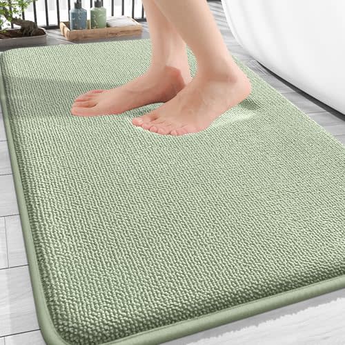 OLANLY Thick Memory Foam Bathroom Rug 30x20, Absorbent Bath Mat, Sage Green | Soft Quick Dry Bath Rugs, Non-Slip, Machine Washable Carpet for Bathroom Floor, Tub and Shower, Home Decor Accessories
