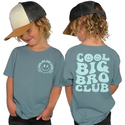 Big Brother Shirt Toddler Boys Cool Big Bro Club Tshirt Sibling Reveal Promoted to Big Brother Gift for Toddler Boy