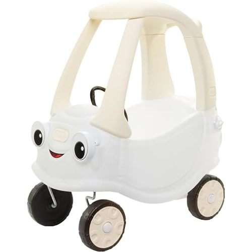 Little Tikes Cloud Collection Cozy Coupe – White, Classic Foot-to-Floor Ride-On Car, Working Door, Steering Wheel, Horn, Removable Floorboard, Indoor/Outdoor Push Car, Toddlers 18 Months to 5 Years