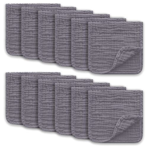 Ease Cubs Muslin Burp Cloths Large 100% Cotton Hand Washcloths for Boys & Girls, Baby Essentials Extra Absorbent and Soft Burping Rags for Newborn Registry (Aqua, 12-Pack, 20" X10")