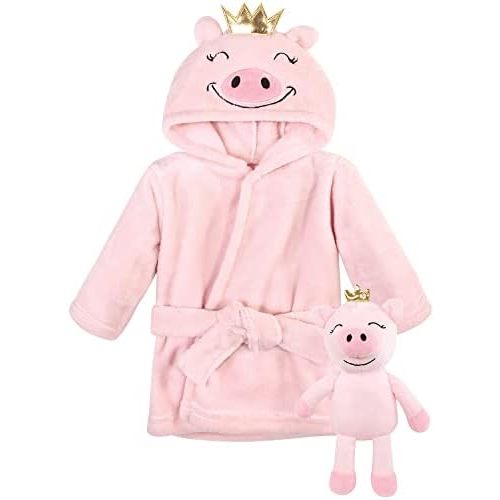 Hudson Baby unisex-baby Plush Bathrobe and Toy Set