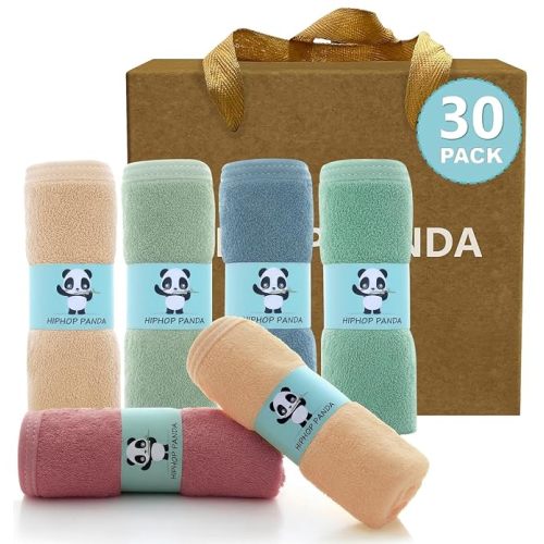 HIPHOP PANDA Soft Baby Washcloths, 2-Layer, 30 Pack Newborn Gift Set