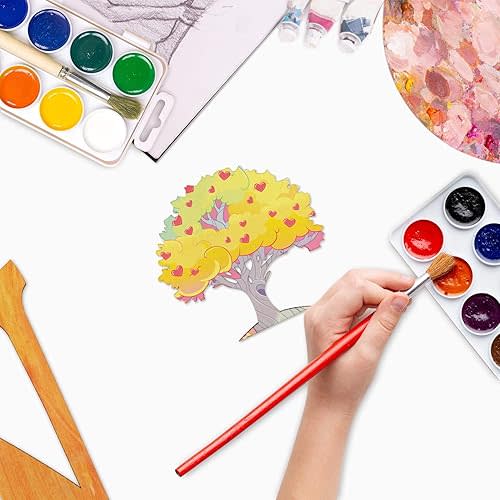 30 Pack 4 Inch Wood Oak Tree Cutouts Unfinished Wood Oak Tree Crafts Wooden Oak Tree Hanging Ornaments DIY Oak Tree Craft Gift Tags for Home Party Decoration