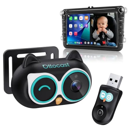 OTTOCAST Baby Car Camera &Wireless CarPlay Adapter,1080P HD Rear Seat Monitor Display on Car Screen,150°Wide Angle No-Glow Night View, Safety for Kids & Infants - TikTok Shop