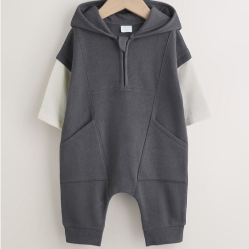Buy Charcoal Grey Hooded Sweat Baby Romper (0mths-3yrs) from Next USA