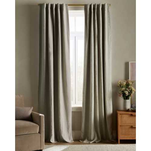 European Linen Room Darkening Curtain in Sage