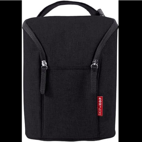 SKIP HOP GRAB `N` GO DOUBLE BOTTLE BAG - BLACK