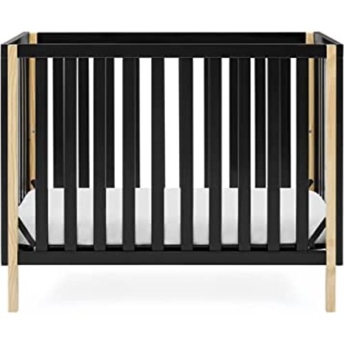 Delta Children Gio Mini Crib with 2.75" Mattress Included, Ebony/Natural