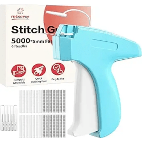 Stitch Gun for Clothes, Portable Handheld Tagging Gun for Clothing, Stitch Quick Clothing Fixer Includes 2500 Black Fasteners & 2500 White Fasteners with 6 Needles, Blue