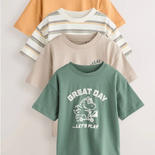 Buy Orange/Green Dinosaur Short Sleeve Graphic T-Shirts 4 Pack (3mths-7yrs) from Next USA