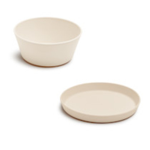 AEIOU Toddler Bowl & Plate Set - Oat