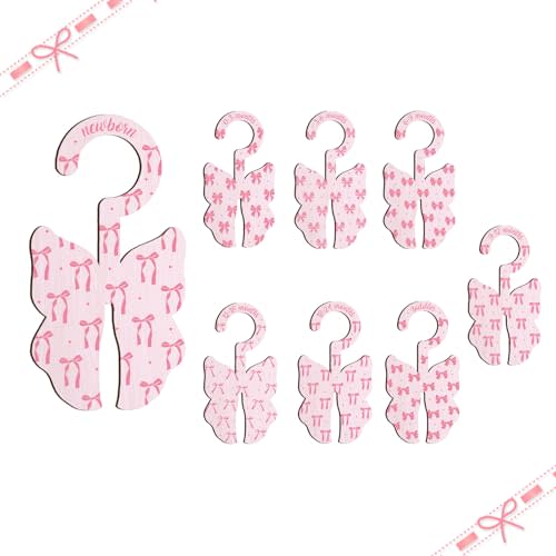 Baby Clothes Dividers for Closet - Set of 8 Wooden Baby Size Closet Dividers Newborn to 24 Months, Newborn Organizer for Girls, Delicate Butterfly Bow Baby Nursery Decor Kit Newborns Gift Baby Shower