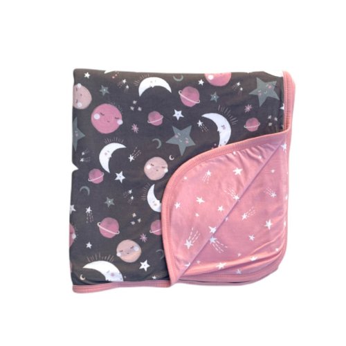 Pink To the Moon & Back Triple-Layer Bamboo Viscose Large Cloud Blanket