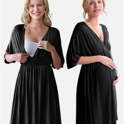 Ekouaer 3-in-1 Maternity Gown Labor & Delivery Nursing Nightgown