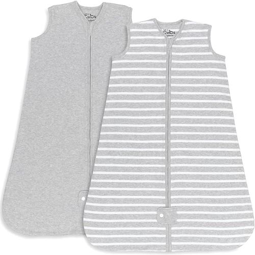 Comfy Cubs Baby Sleep Sack 6-12 Months, Medium - Soft 100% Cotton Wearable Blanket for Babies & Toddlers - Breathable Sleeveless Sleep Bag for Baby with Covered Zipper - Grey