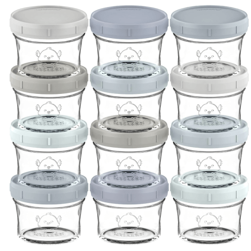 KeaBabies 12pk 4oz Glass Baby Food Containers - Leak-Proof, Microwavable Small Baby Glass Jars with Lids, Baby Food Storage Containers, Baby Snack Containers, BPA-Free Baby Food Jars (Terracotta)