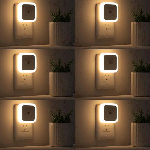 Night Light Lamp with Smart Sensor Dusk to Dawn Sensor, Daylight White, 0.5W Plug-in, 6-Pack
