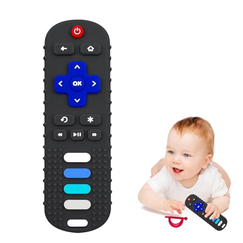 ROBBEAR Baby Teething Toys, Food Grade Silicone Teethers for Babies 3-6 Month, 6-18 Months, TV Remote Control Shaped Teething Toy, Chew Toys for Boys and Girls Teether Toys, Freezer BPA Free