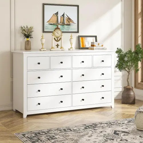 【2 Package Shipping&24H Online Help】Raybee 6/9/10 Drawer Wood Dresser, Modern Chest of Drawers with Smooth Metal Rails, Spacious Storage Cabinet for Bedroom, Closet, Living Room; Elegant Large Capacity Dresser for Upscale Homes & Stylish Home Décor - TikT