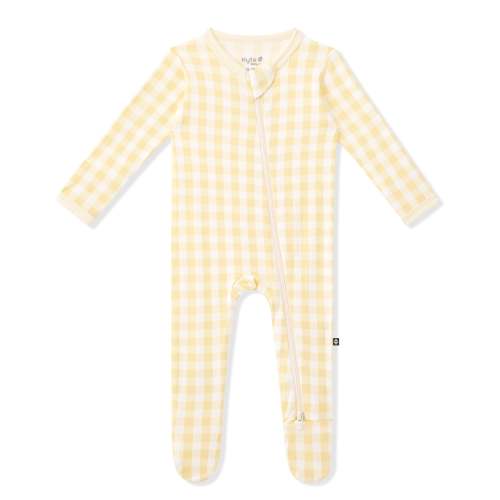 Zippered Footie in Gingham Chamomile