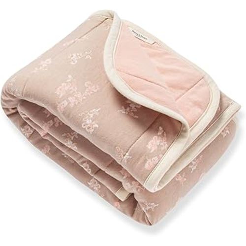 Burt's Bees Baby Reversible Blanket, Nursery, Stroller & Tummy-Time Organic Jersey Cotton Quilted Infant & Toddler Bedding
