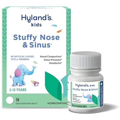 Hyland's Kids Stuffy Nose and Sinus Tablets, for Children Ages 2+, 50ct