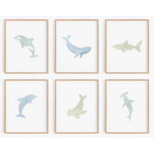 Watercolor Ocean Animal Art Prints (Set of 6) – Flip The Script Studios