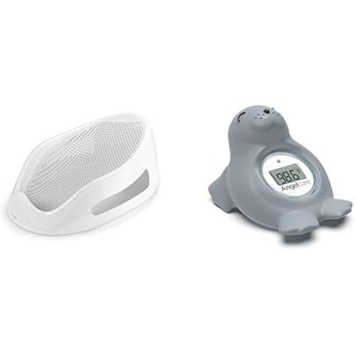 Bundle of Angelcare Baby Bath Support (Grey) + Angelcare Baby Bath & Room Thermometer