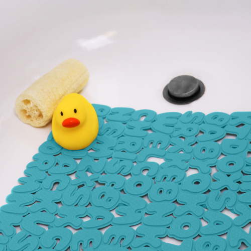 Mainstays ABC Bath Mat Blue, 27 x 15 inches, non-slip, antimicrobial, eco-friendly material