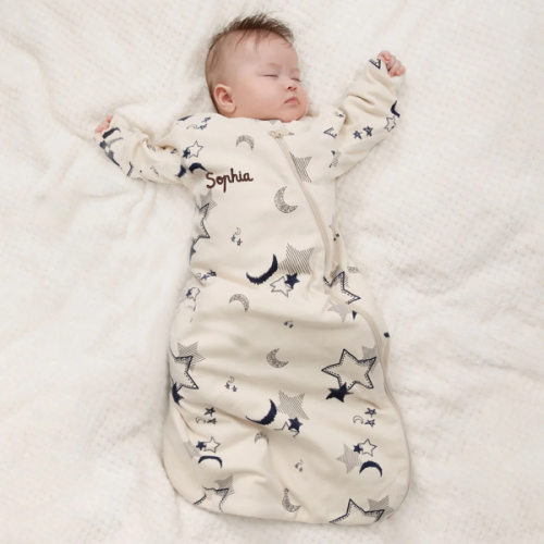 All Season Long Sleeve Sleep Sack 1.0 TOG - Organic Cotton & Camel Wool - Moonlit