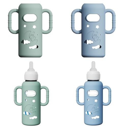 2 Pack Silicone Sleeves for Dr Brown's Glass Bottles, Drop Protection Bottle Sleeves with Handles, Anti Breakage Baby Bottle Protector Compatible with Dr. Brown's Newborn Glass Bottles,8 oz