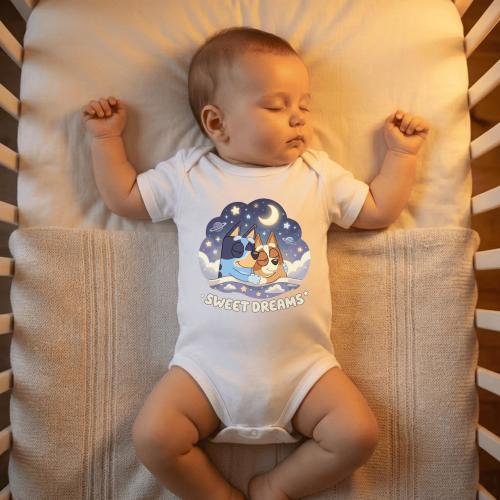 Bluey Sweet Dreams Shirt, Bluey Baby Onesie babysuit, Bluey and Bingo Sleeping Tee, Kids Bedtime Shirt | Cozy Nightwear | Nursery Gift