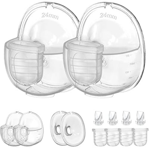 Two Full Sets Breast Pump Parts with 24mm Flange Compatible with Lansinoh Discreet Duo/NCVI/Nuliie/NICEGREEN Life/Zooawa S32 Breast Pump Replacement Parts,S32 Pump Parts,Extra Duckbill Valve&Diaphragm