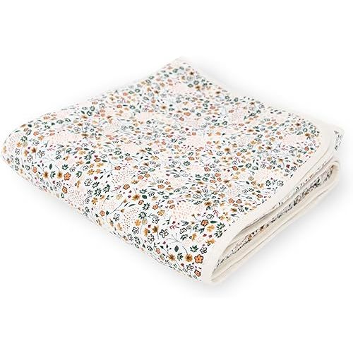 Little Unicorn Muslin Quilt Blanket | 100% Cotton Soft Multi-Layered Muslin Fabric | Toddler & Baby Blanket | 47”x47” | for Nursery, Crib, Shower Gifts (Pressed Petals)
