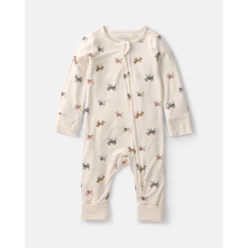 Baby Dog PurelySoft™ 2-Way Zip Sleep & Play Pajamas - Cream | Carter's
