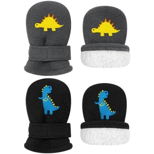 Sarfel 2 Pack Baby Winter Mittens Toddler Winter Gloves Warm Sherpa Lined Infant Baby Mittens Kids Warm Gloves for Boys Girls