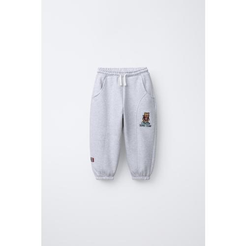 EMBROIDERED ANIMAL JOGGING PANTS - Gray marl | ZARA United States