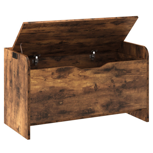 IRONCK Storage Bench Cabinet, Lift Top Wooden Toy Box Organizer with Safety Hinge, Storage Chest, Wood Look Accent Furniture for Entryway,Living Room, Bedroom, Toddler Room, Vintage Brown