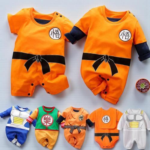 Dragon Ball Baby Romper – Cute Orange Cosplay Outfit Inspired by Saiyan Warriors – Soft Cotton Jumpsuit for Boys Girls 0–18 Months