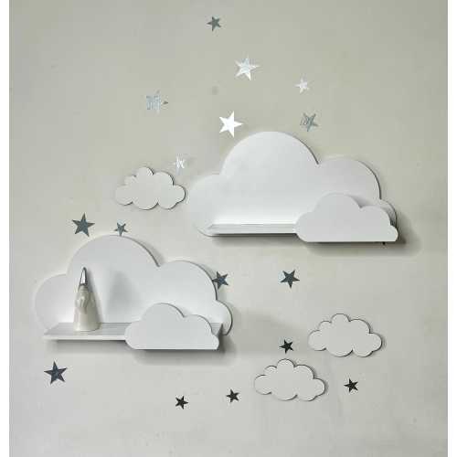 Nursery, Set of 2 Cloud Shelves, Kids Room Wall Decor, Montessori Bookshelf, Baby Room Floating Shelf