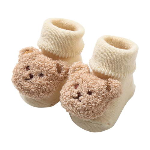 MEZZALL Warm Winter Baby Shoes Cartoon Bear Shape Cute Baby Shoes Baby Soft Sole Shoes Cute Infants Footwear, Beige, 12-18 Months