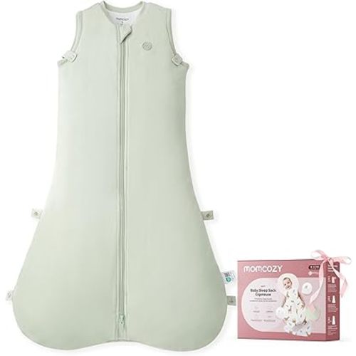 Momcozy Sleep Sack for Baby 6–12 Months, 1.5 TOG Baby Wearable Blanket with Supportive Plush Filling, Two-Way Zipper for Easy Diaper Changes, Snap-Fit Design for Growing Babies, Medium, Green